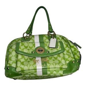 Coach Poppy Signature Bonnie 13402 Double Top Zip Handbag Satchel